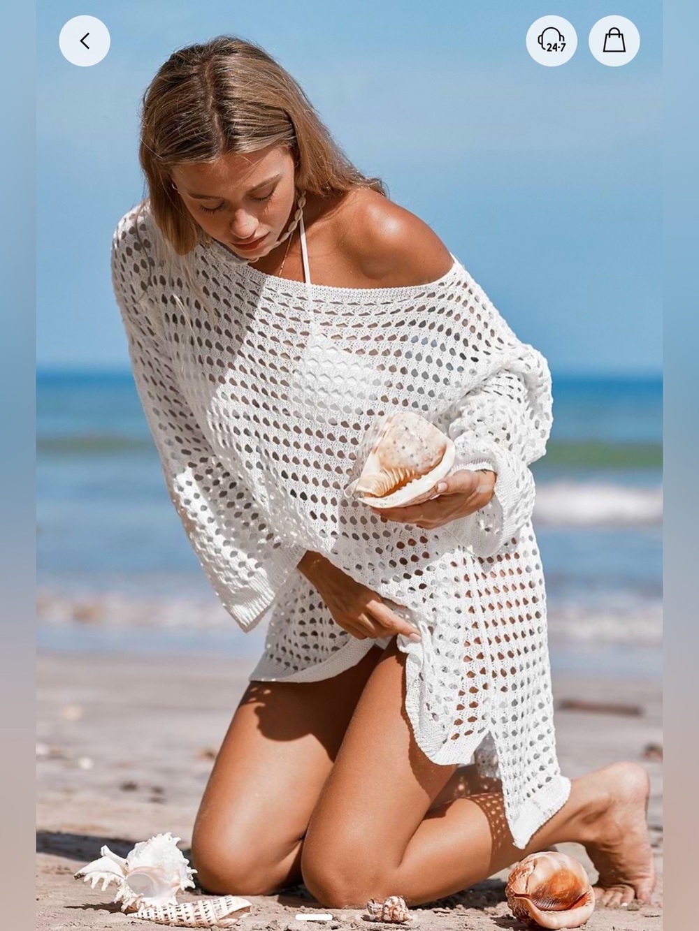 Oversized Boat Neck Cut-Out Cover-Up – Black – XL
